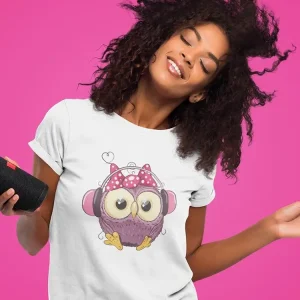 Owl With Headphones T-shirt -SPIdeals Designs